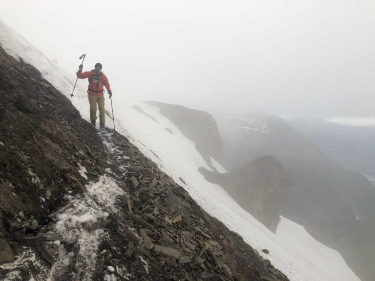 Querung im unteren Teil des Aufstiegs, ca 2350m
