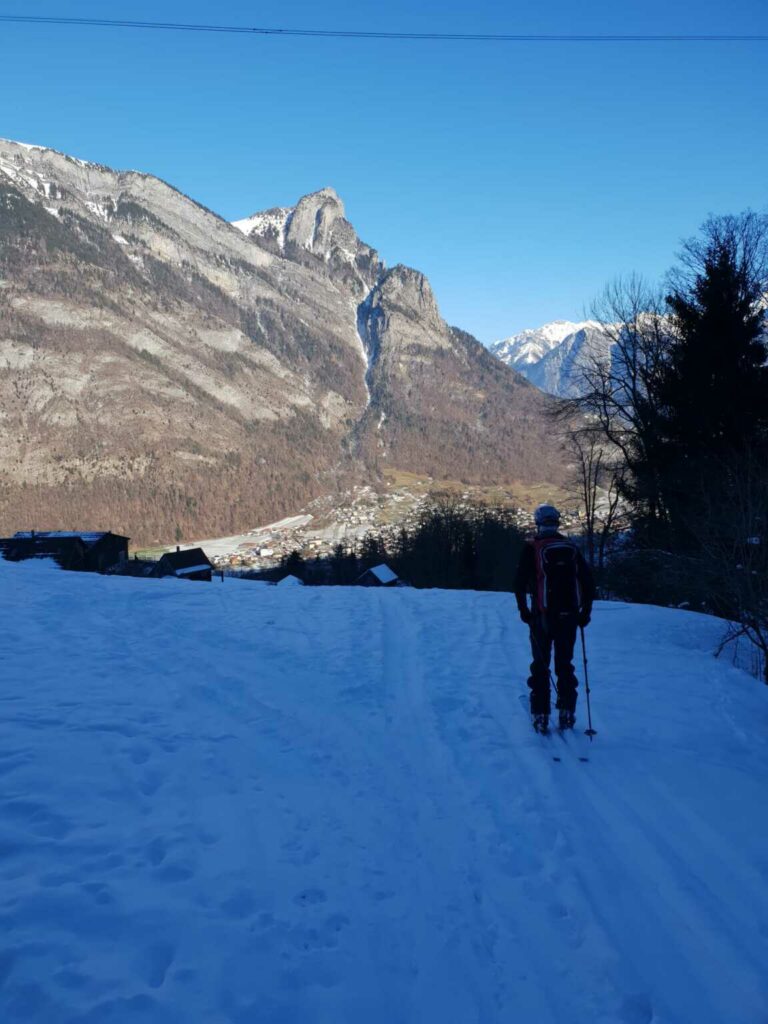 Abfahrt mit Blick auf den Gonzen