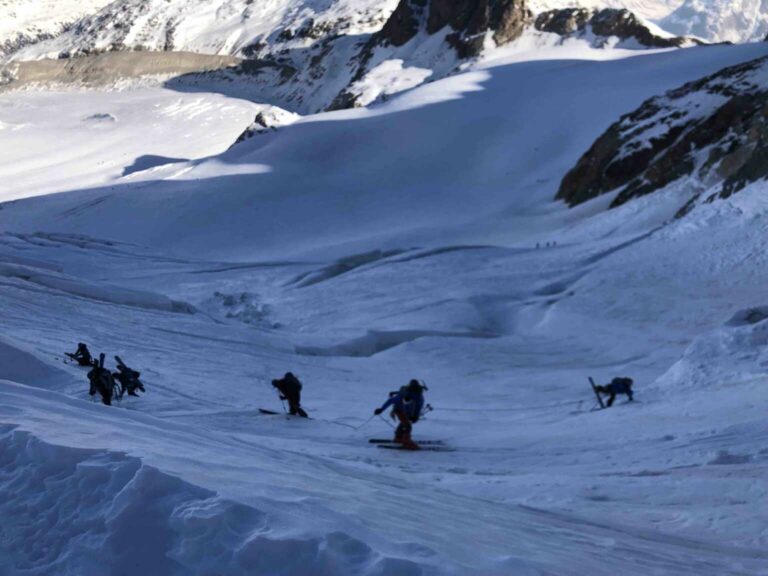 Steile Aufstiegspassage zum ersten Eisbruch